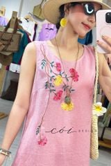 Đầm thêu Hoa Tử Đinh Hương linen tưng Cói Design