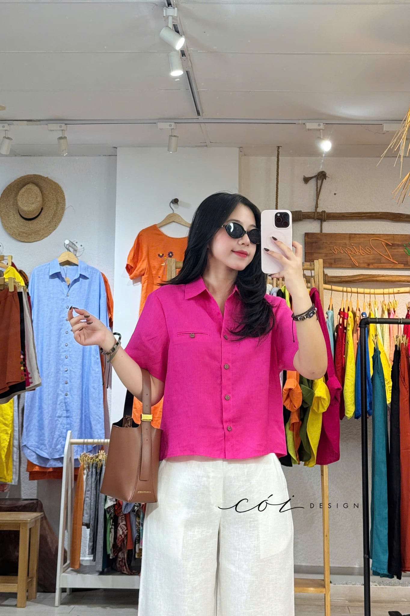 Áo sơ mi túi mổ lưng vạt chéo linen tưng premium Cói Design
