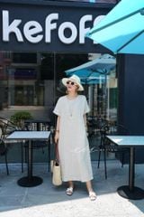 Đầm suông nút bọc màu kèm belt linen tưng premium Cói Design