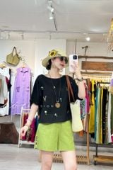 Áo cổ thuyền thêu hoa linen Hàn Cói Design