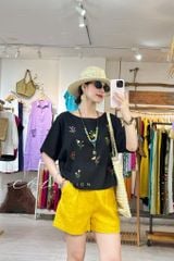 Áo cổ thuyền thêu hoa linen Hàn Cói Design