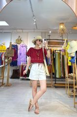 Áo cổ thuyền rút dây linen tưng premium Cói Design
