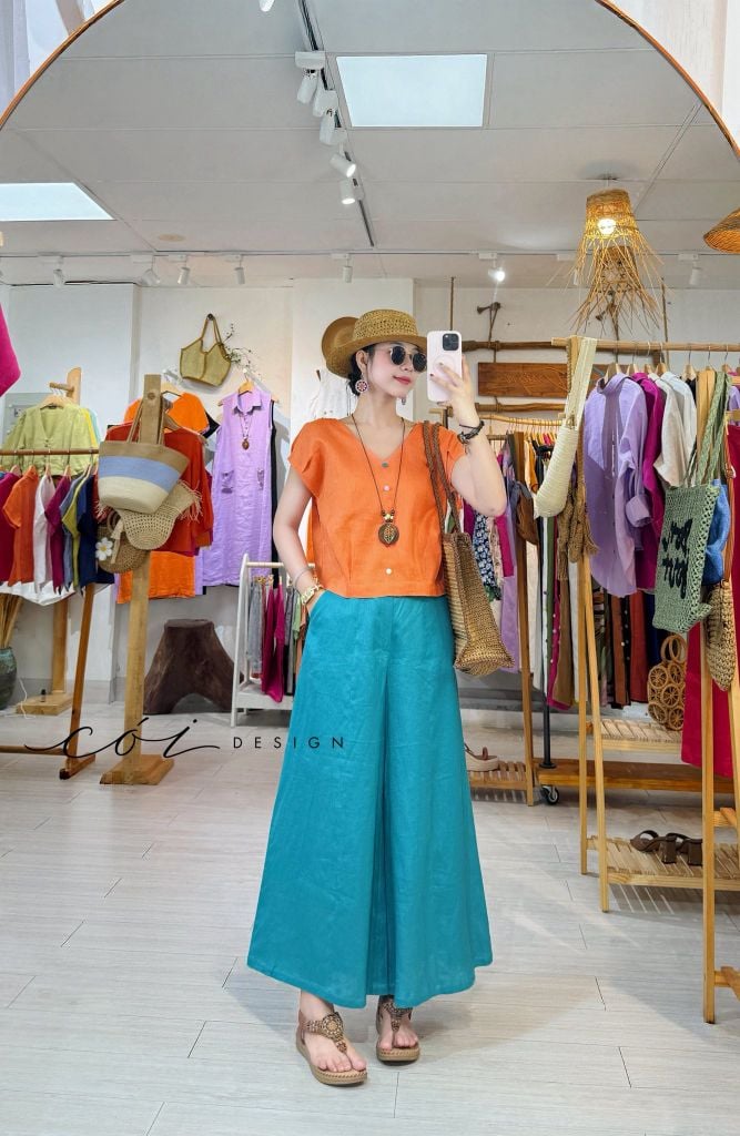 Quần 8 mảnh form váy linen tưng premium Cói Design