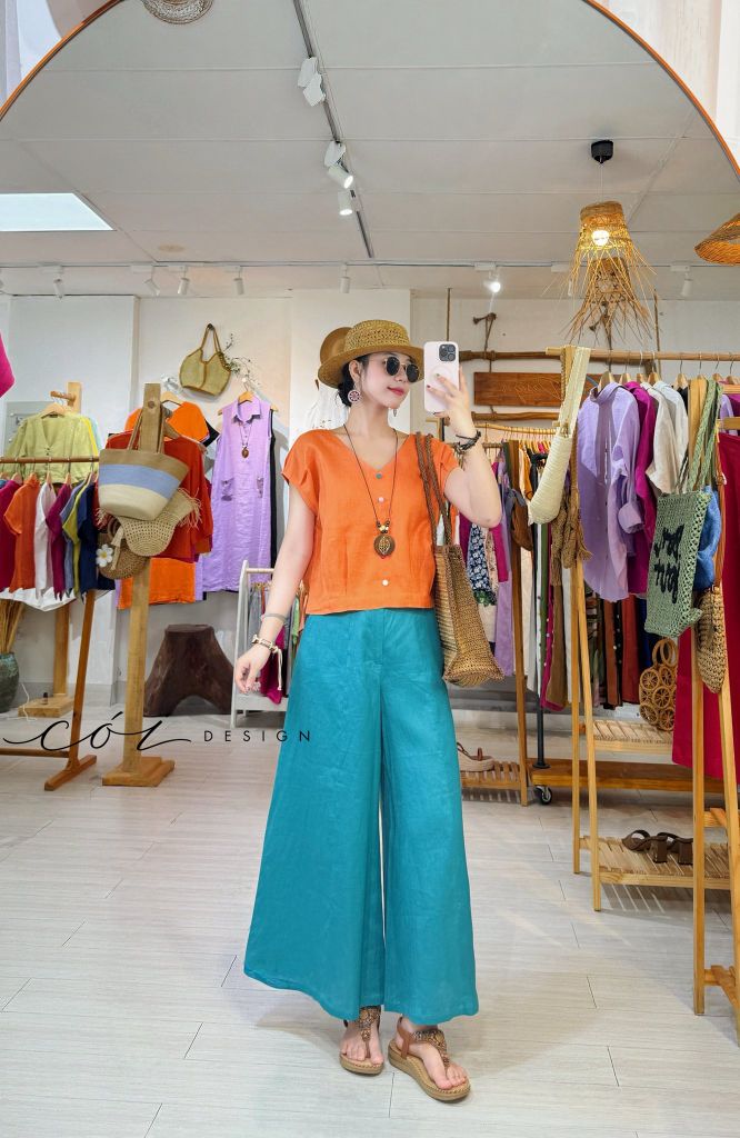 Quần 8 mảnh form váy linen tưng premium Cói Design