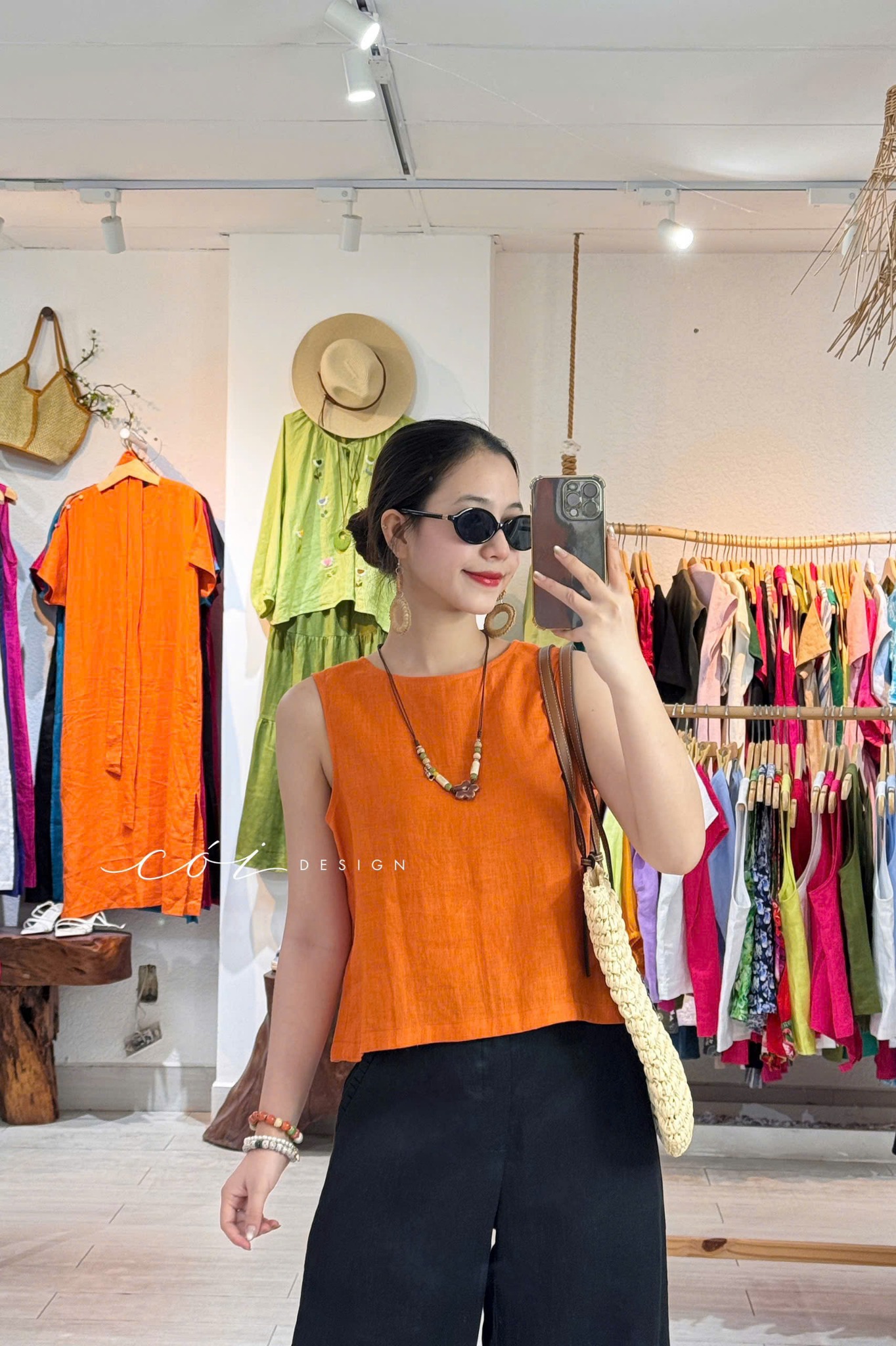 Quần suông phối bèo lai túi linen tưng premium Cói Design