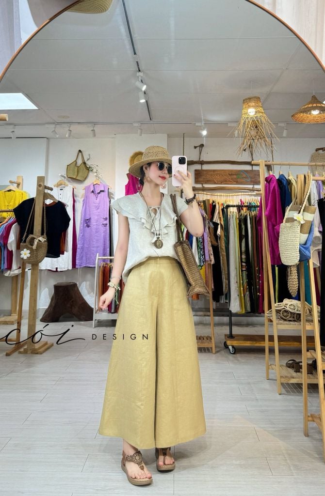 Quần 8 mảnh form váy linen tưng premium Cói Design