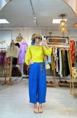 Áo tay phồng phối nơ lưng linen tưng premium Cói Design