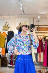 Áo tay phồng phối nơ lưng linen tưng premium Cói Design