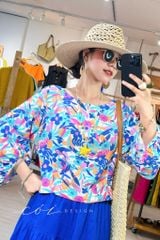 Áo tay phồng phối nơ lưng linen tưng premium Cói Design