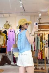 Áo sát nách phối nơ lưng linen tưng premium Cói Design