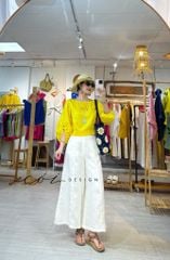Áo tay phồng phối nơ lưng linen tưng premium Cói Design