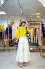 Áo tay phồng phối nơ lưng linen tưng premium Cói Design