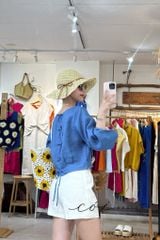 Áo tay phồng phối nơ lưng linen tưng premium Cói Design