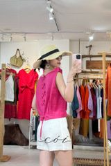 Áo sát nách phối nơ lưng linen tưng premium Cói Design