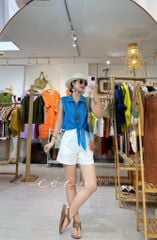 Áo sát nách thắt dây linen tưng premium Cói Design