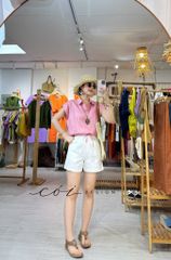 Áo cổ sơ mi phối dây linen tưng premium Cói Design