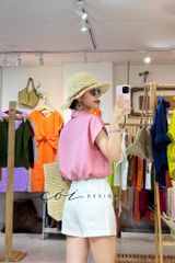 Áo cổ sơ mi phối dây linen tưng premium Cói Design