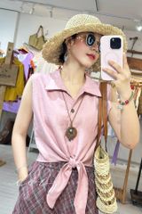 Quần bo gấu hoạ tiết Paisley linen Cói Design