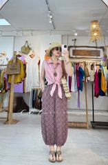Quần bo gấu hoạ tiết Paisley linen Cói Design