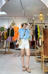 Áo cổ sơ mi phối dây linen tưng premium Cói Design