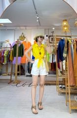 Áo sát nách thắt dây linen tưng premium Cói Design