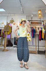Quần bo gấu hoạ tiết Paisley linen Cói Design