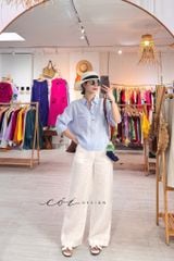 Áo cổ sơ mi 3 nút tay dài linen tưng premium Cói Design