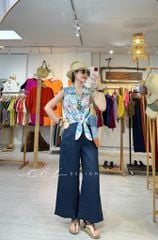 Quần suông phối bèo lai túi linen tưng premium Cói Design