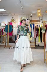 Áo cổ nhún tay phồng linen tơ Cói Design
