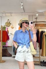 Áo sơ mi cột vạt tay liền linen tưng premium Cói Design