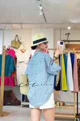 Áo sơ mi form suông phối nút lưng linen tưng premium Cói Design
