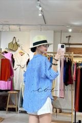 Áo sơ mi form suông phối nút lưng linen tưng premium Cói Design