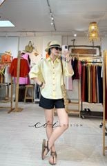 Áo sơ mi form suông phối nút lưng linen tưng premium Cói Design