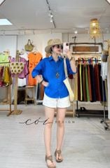 Áo sơ mi form suông phối nút lưng linen tưng premium Cói Design
