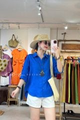 Áo sơ mi form suông phối nút lưng linen tưng premium Cói Design