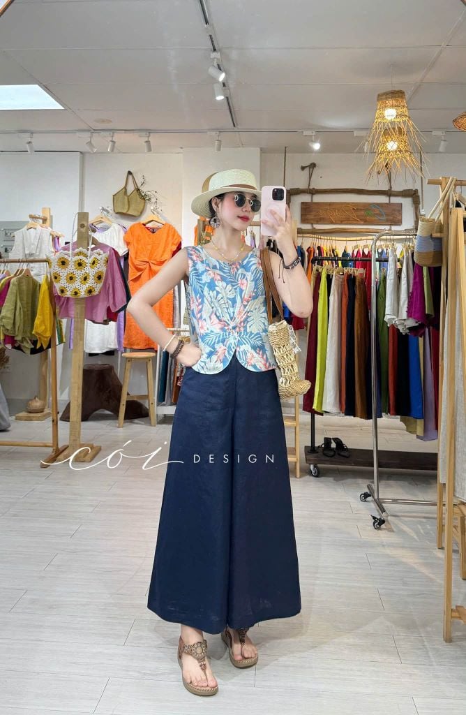 Quần 8 mảnh form váy linen tưng premium Cói Design