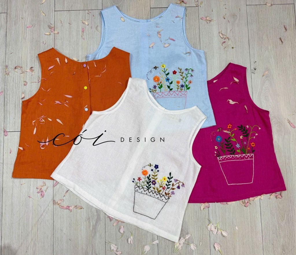 Áo nút bọc màu Vườn Hoa Trong Túi tưng premium Cói Design