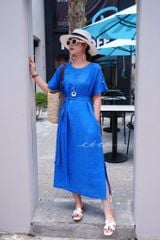 Đầm suông nút bọc màu kèm belt linen tưng premium Cói Design