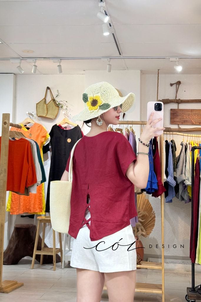 Áo tà đan chéo linen tưng premium Cói Design