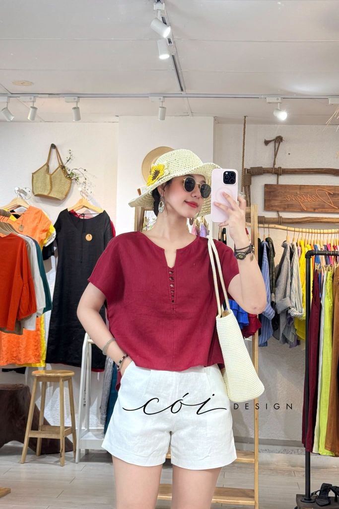 Áo tà đan chéo linen tưng premium Cói Design