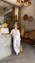 Áo sơ mi nút lưng thêu An Nhiên linen tưng Cói Design