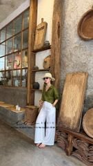 Áo sơ mi nút lưng phối túi linen tưng premium Cói Design