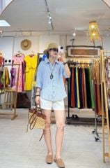Áo sơ mi form suông phối nút lưng linen tưng premium Cói Design