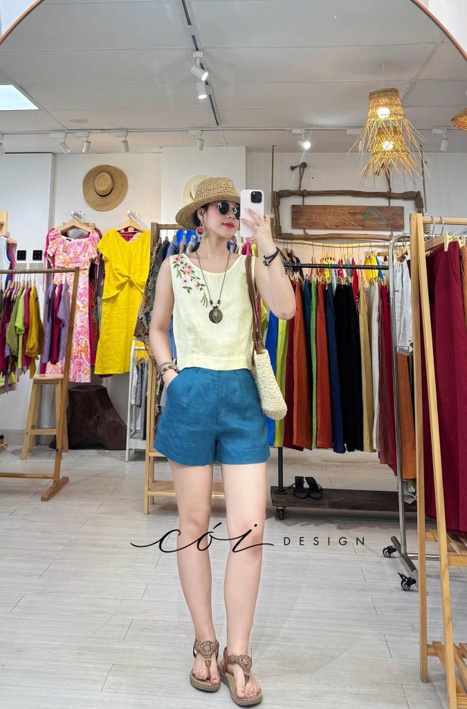 Quần short blazer linen tưng prenium  Cói Design