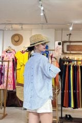 Áo sơ mi form suông phối nút lưng linen tưng premium Cói Design