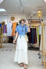 Áo sơ mi cột vạt tay liền linen tưng premium Cói Design