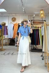 Áo sơ mi cột vạt tay liền linen tưng premium Cói Design