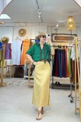 Chân váy xẻ 2 bên linen tưng premium Cói Design