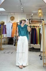 Áo cổ đổ vạt rơi linen tơ premium Cói Design
