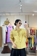 Áo sơ mi phối hoa Handmade linen tưng premium Cói Design